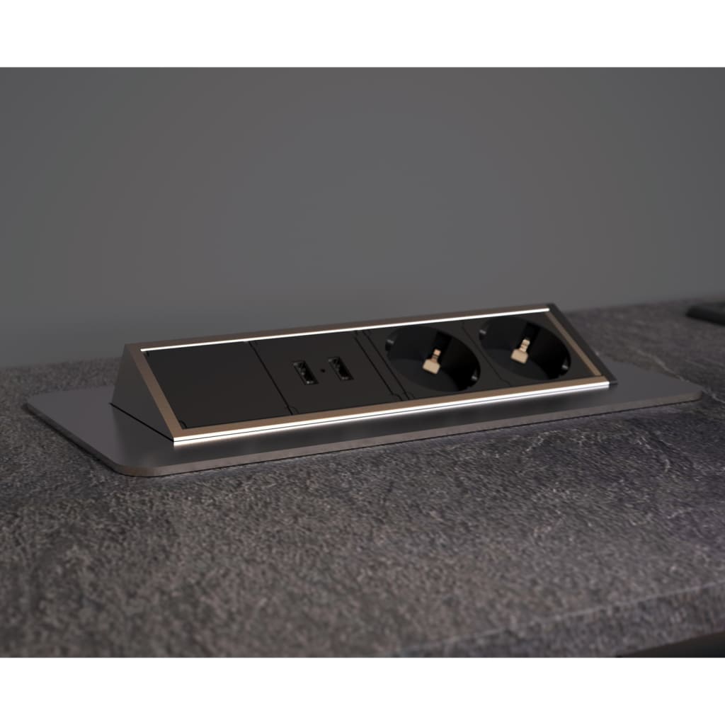 Schütte stopcontact ingebouwd tweevoudig e2 zwart