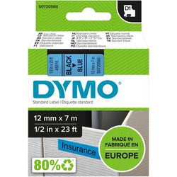Tapes dymo d1 polyester 12mmx7m zwart-blauw glanzend