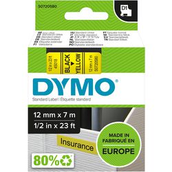 Dymo tapes d1 polyester 12mmx7m zwart-geel glanzend