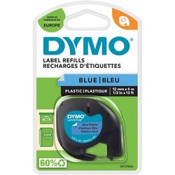 Dymo letratag originele plastic labels | zwarte afdruk op blauwe etiketten | 12 mm x 4 m | zelfklevende multifunctionele labels voor letratag labelprinters | gemaakt in europa