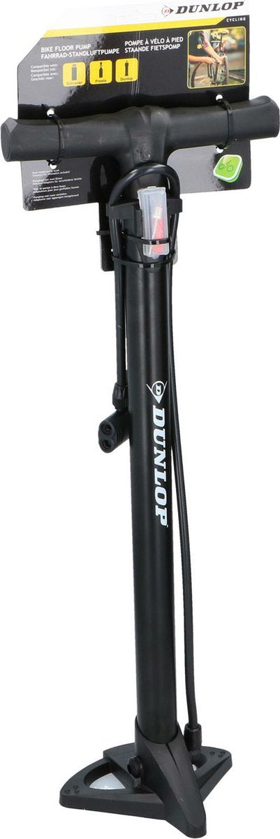 Dunlop fietspomp - met extra verloopnippels - ventielen - zwart 63 cm