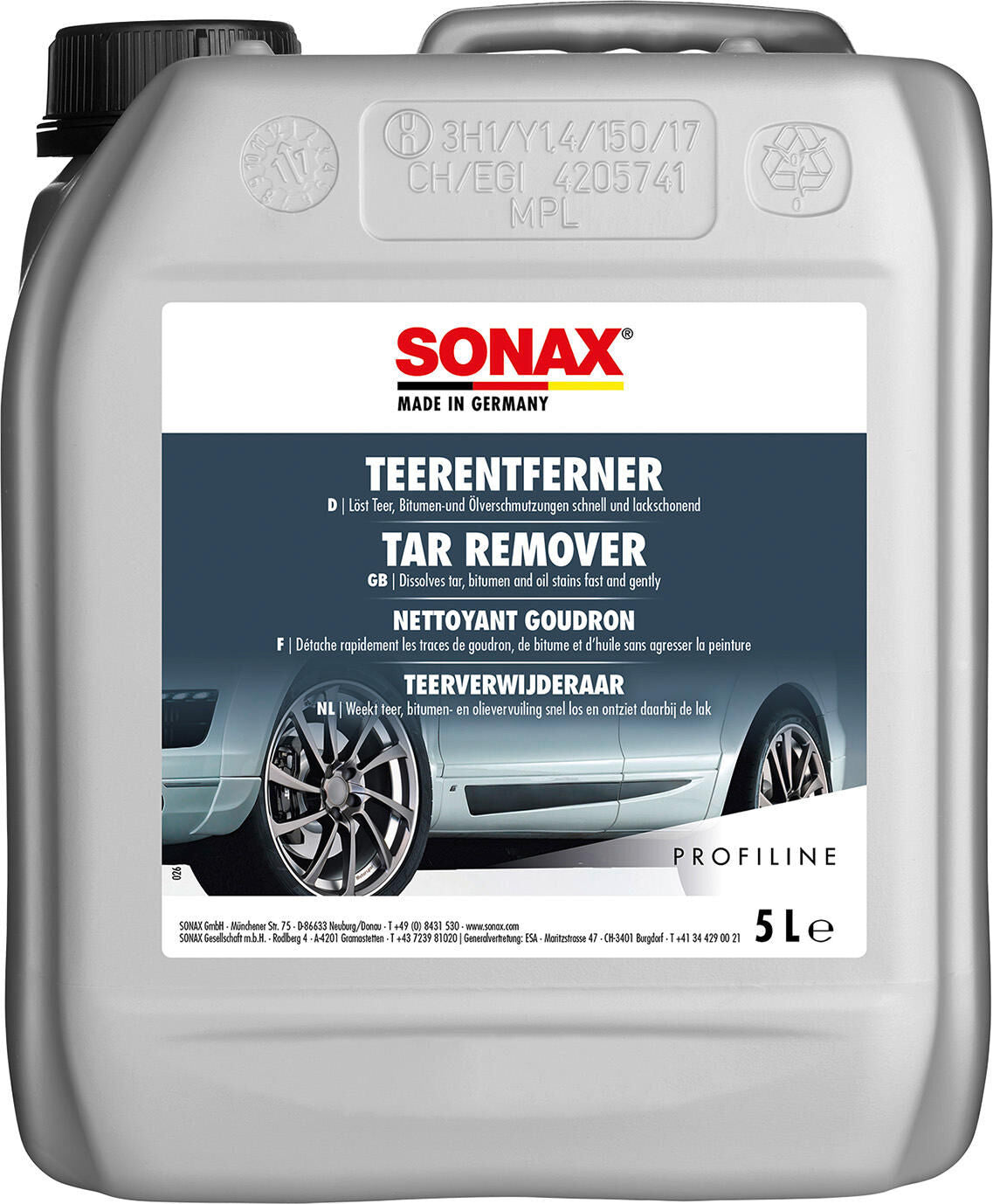 Sonax teerverwijderaar tar remover 5 ltr pe-kanister