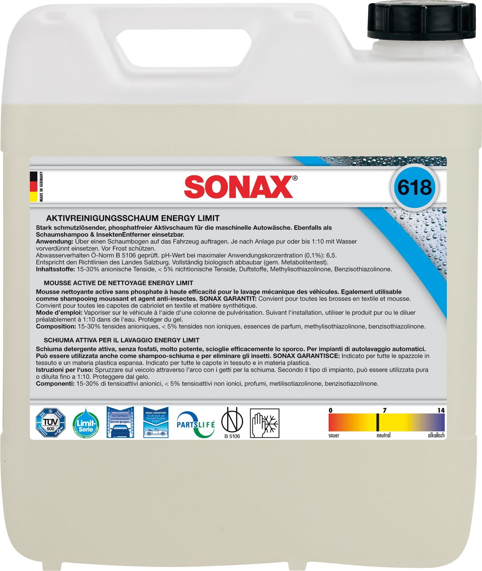 Sonax reiniger aktivreinigungsschaum limit active cleaning foam 10l