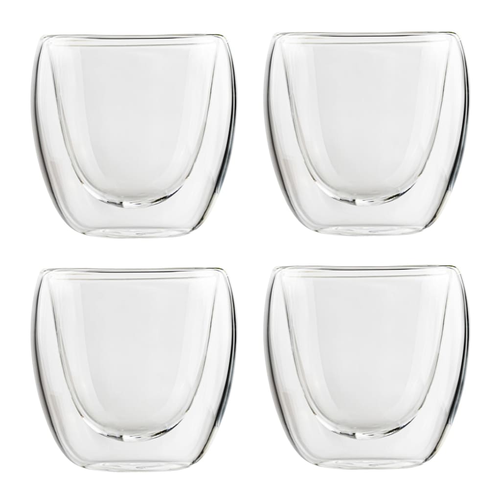 HI HI Espressokopjes dubbelwandig 4 st 80 ml transparant