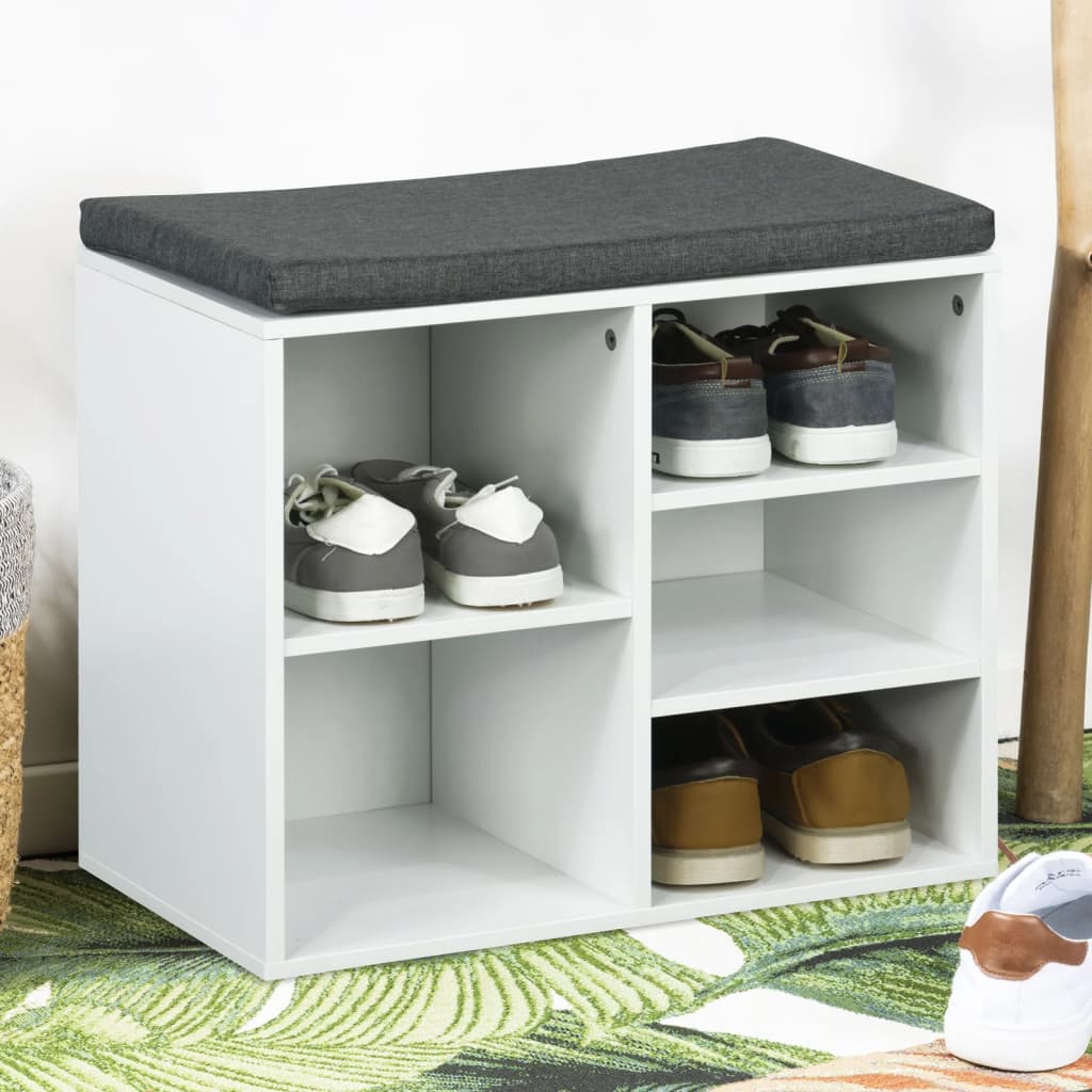 Hi schoenenrek met kussen 51,5x29x48 cm wit