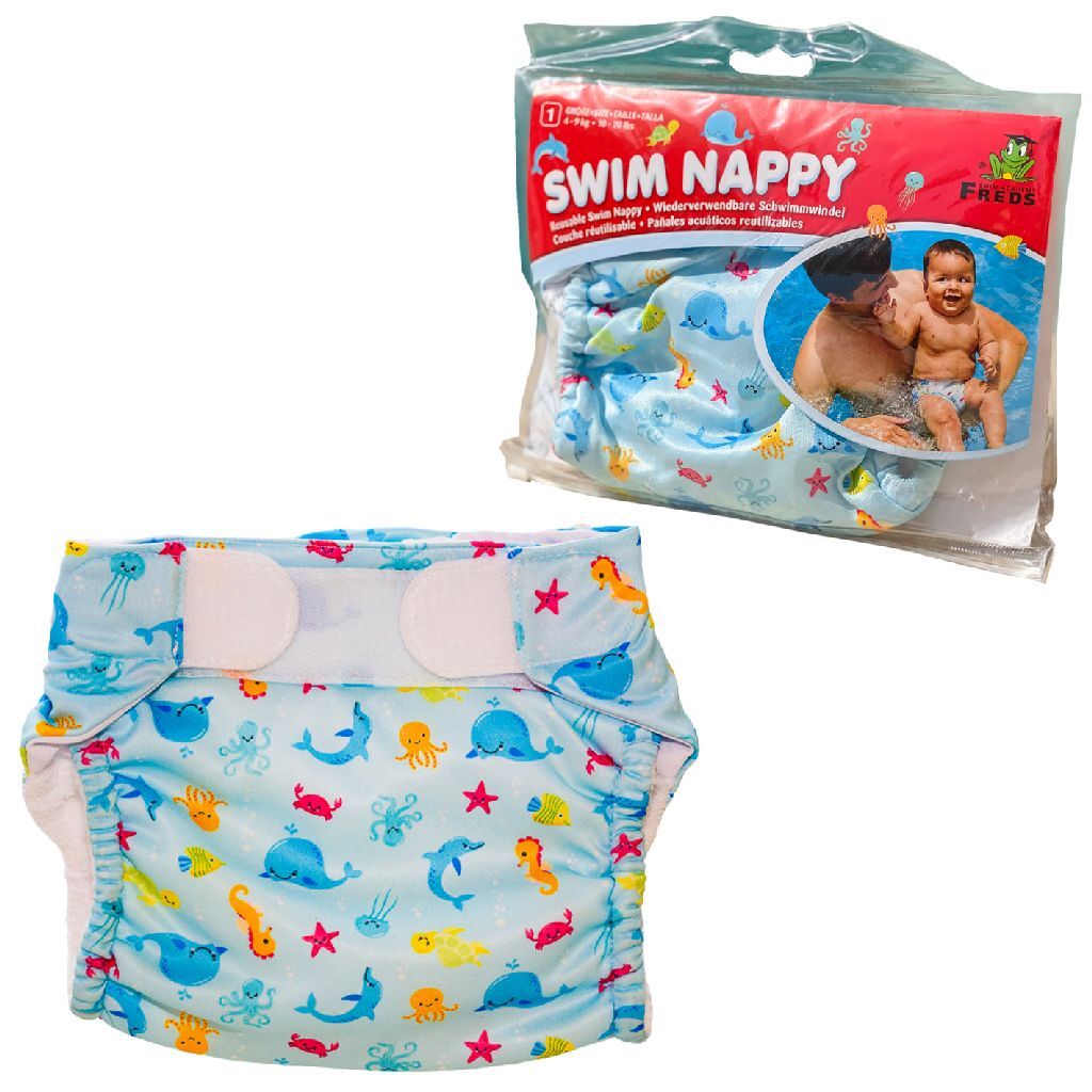 Freds zwemacademie wasbare zwemluier zeedieren maat 1 4-9 kg blauw