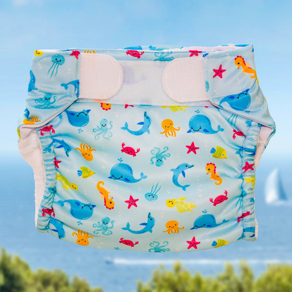 Freds zwemacademie wasbare zwemluier zeedieren maat 1 4-9 kg blauw