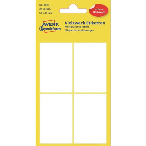 Etiketten avery zweckform 54x35mm wit pak 24 st