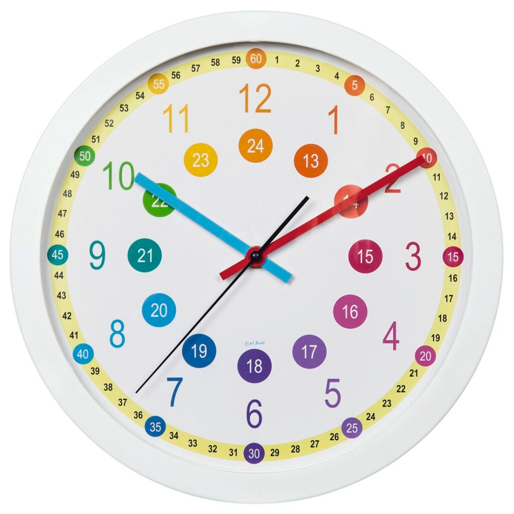Hama wandklok voor kinderen makkelijk leren diameter 30 cm geluidsarm