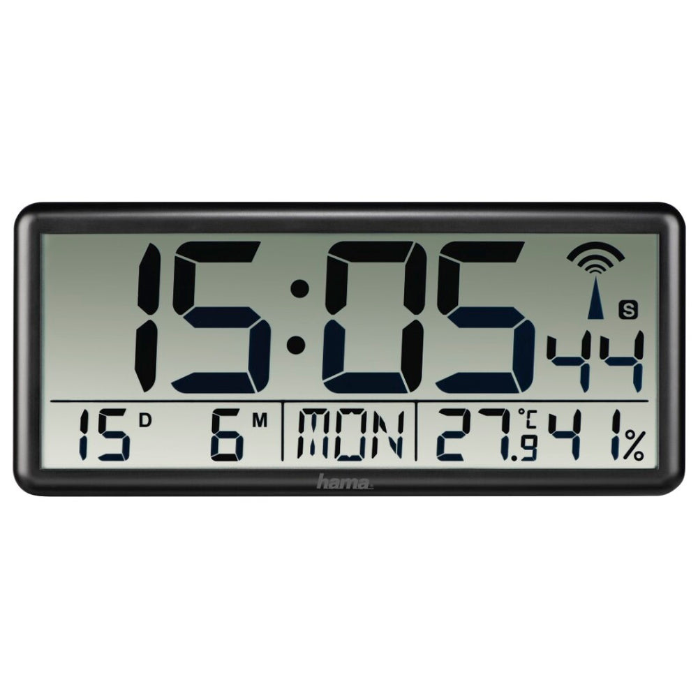 Hama digitale radiogestuurde wandklok jumbo zwart