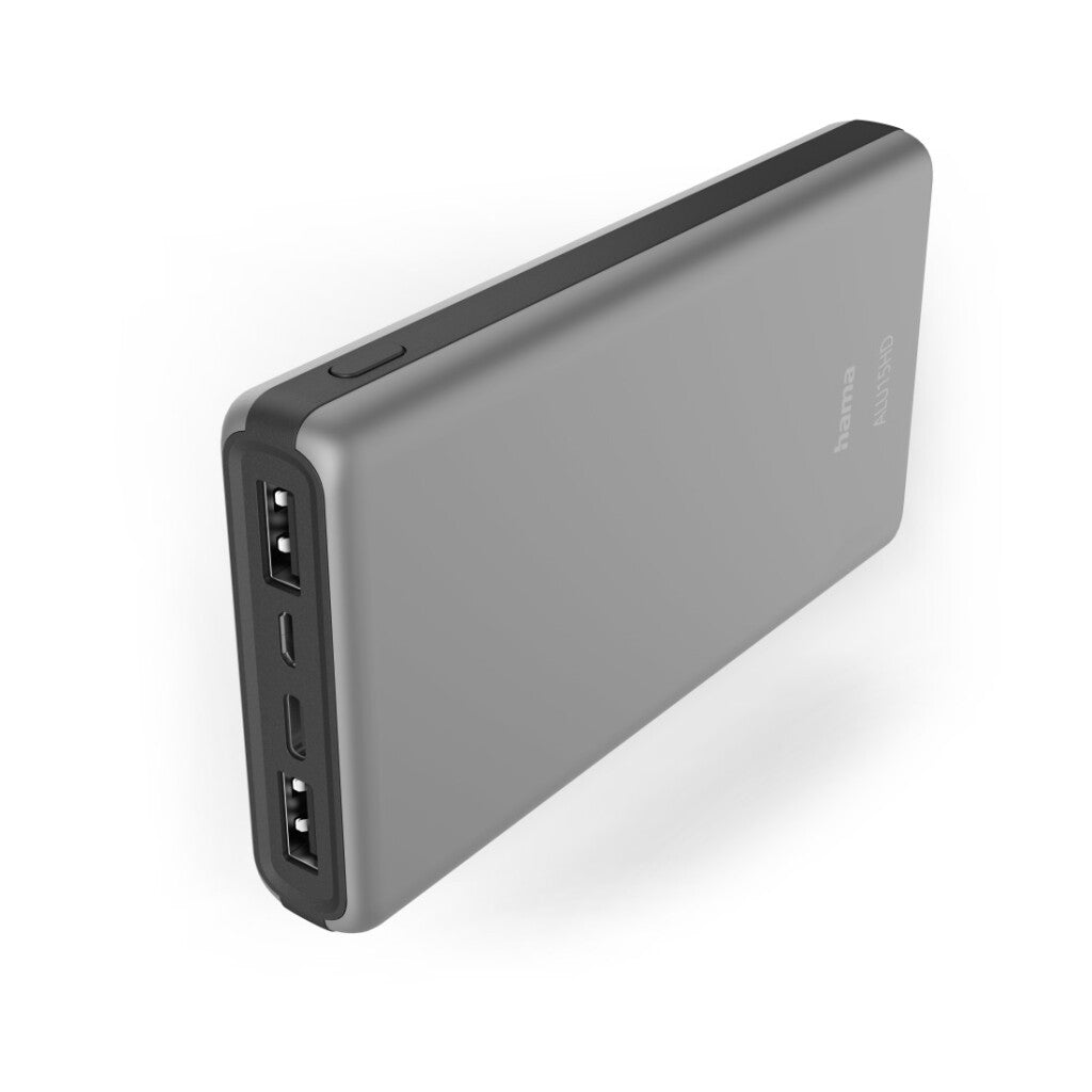 Hama powerpack alu15hd 15000mah 3 uitgangen: 1x usb-c 2x usb-a zilver