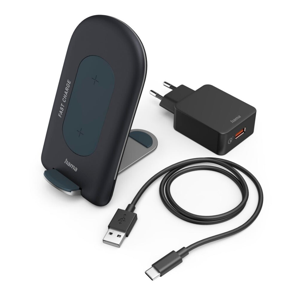 Hama draadloze opladerset qi-fc15s 15w draadloos smartphone-oplaadstation gr