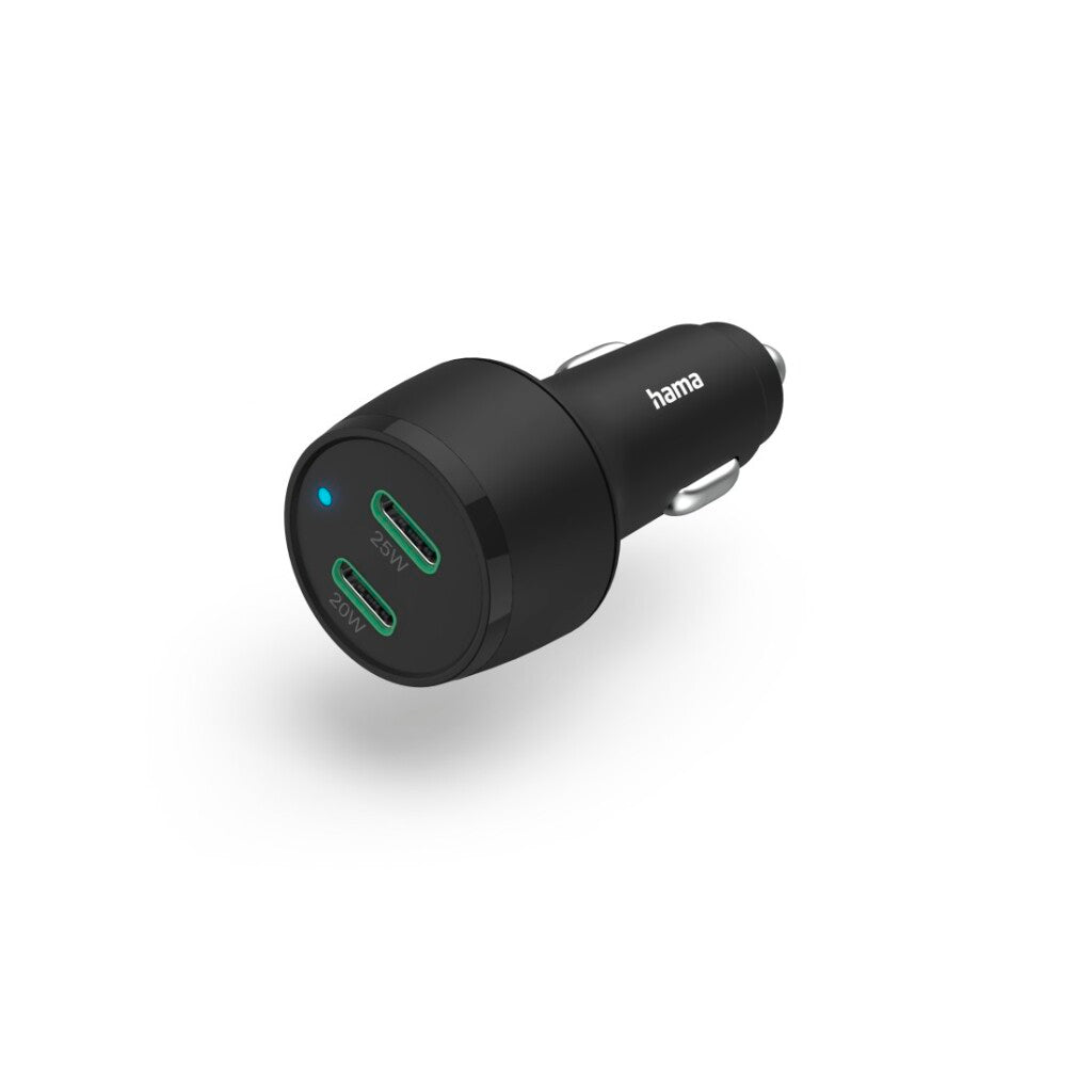 Hama auto-snellader 2x usb-c power delivery qualcomm reg; 45 w zwart