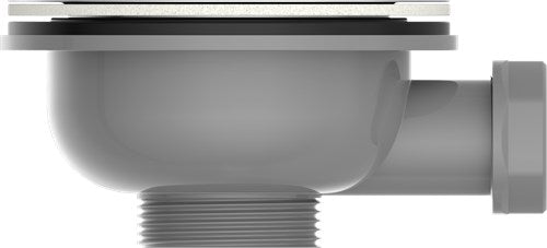 Kirchhoff eco-save kunststof korfventiel, grijs, 1 1 2 et, roestvrijstalen ventielbeker en zeef ø114 mm, met 1 overloopaansluiting - 98835349