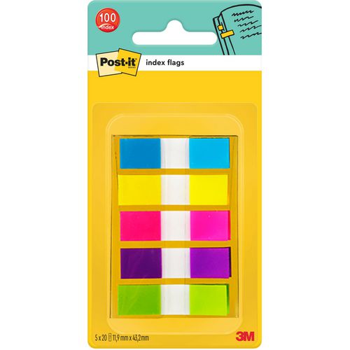 Post-it index 683-5cb 12x43mm assorti neon small 100 vel