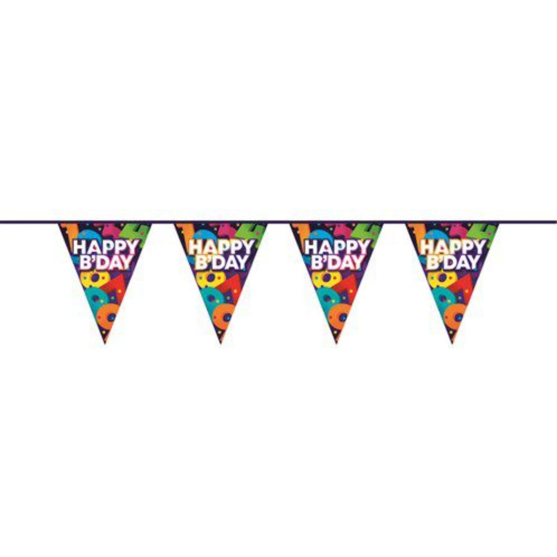 Haza vlaggenlijn happy birthday 10m