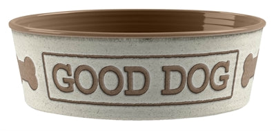 Tarhong voerbak goede hond melamine wit taupe