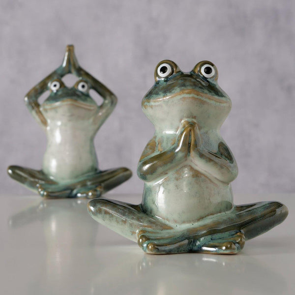 Boltze home figuur steffo kikker 11,5x7,5x14cm 2 assorti