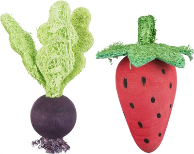 Trixie speelbal set biet aardbei hout loofah