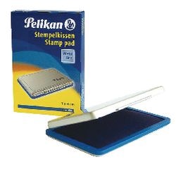 Stempelkussen pelikan zilver blauw