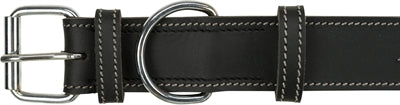Trixie halsband hond rustic vetleer heartbeat zwart