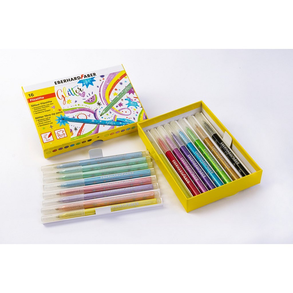 Eberhard faber ef-551016 viltstiften glitterdoos 16 kleuren