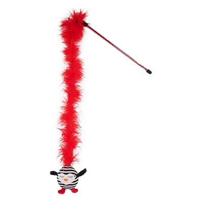 Palissander kattenhengel verticale pinguin met veer