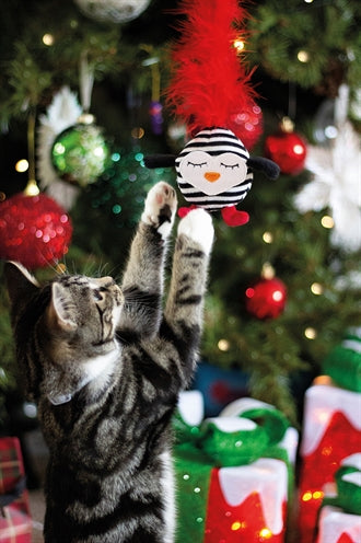 Palissander kattenhengel verticale pinguin met veer