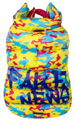 Croci hondenjas nepnieuws geel blauw fuchsia