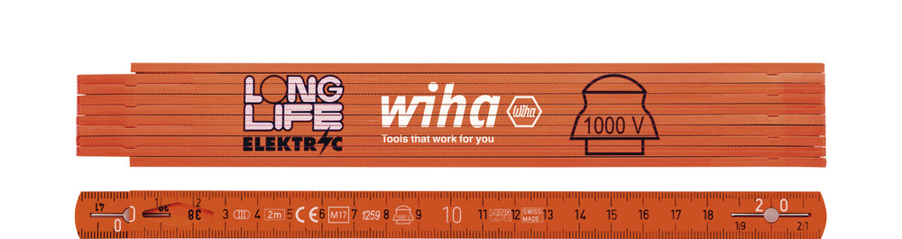Wiha elektriciensduimstok longlife 2m meetlat (oranje)
