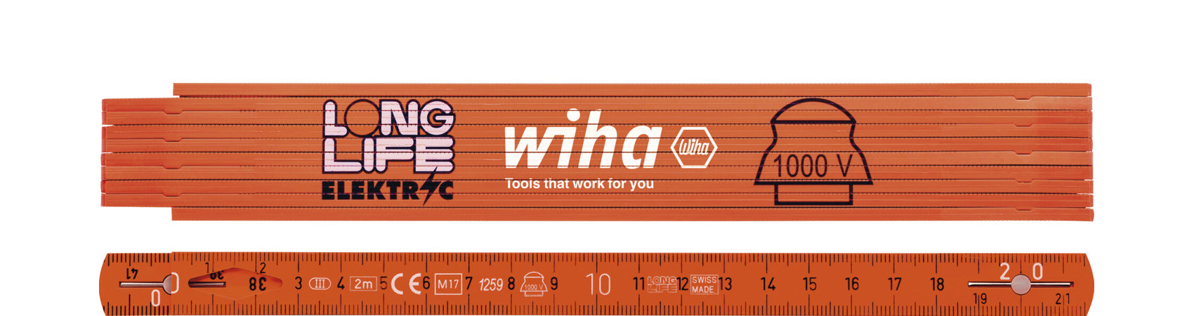 Wiha elektriciensduimstok longlife 2m meetlat (oranje)