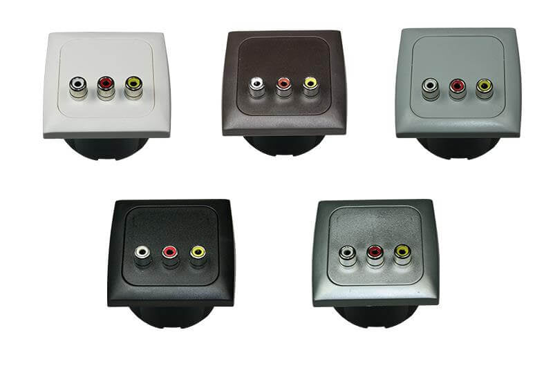 C-line video en audio contactdoos met opal afdekraam grijs - zonder verkoopverpakking