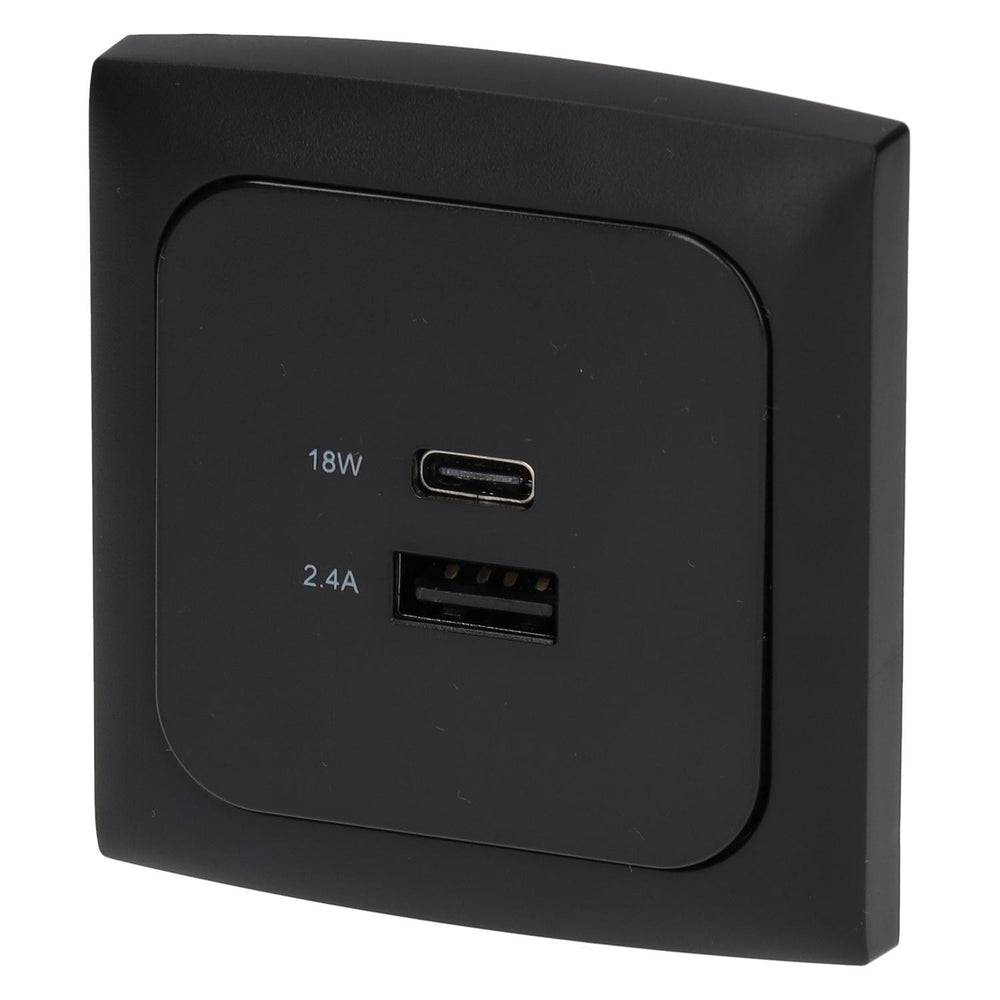 C-line usb laadcontactdoos met usb-a en usb-c - ece r10 - zwart - zonder verkoopverpakking