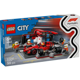 Lego city 60443 f1 pitstop en pitcrew met ferrari auto