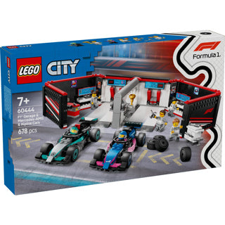Lego city 60444 f1 garage met mercedes-amg en alpine auto's