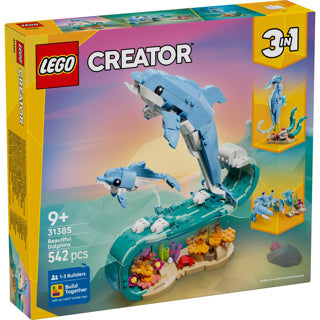 Lego ® creator 3in1 zeedieren: prachtige dolfijnen - bouw om tot een zeepaardje of krab - 31385