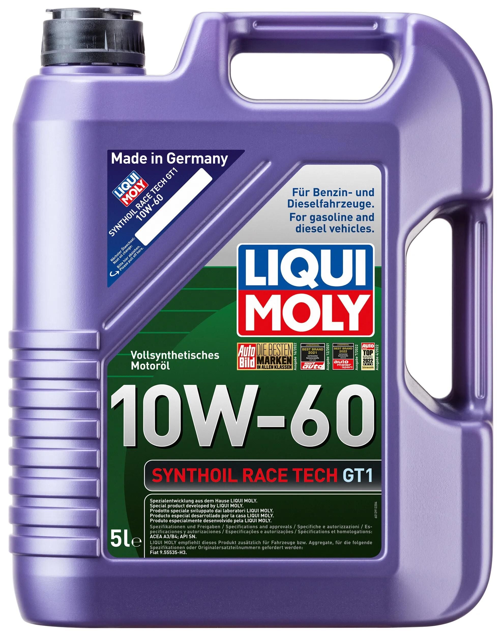 Liqui moly motoröl synthoil race tech gt1 synthoil race tech gt1 10w-60 5 ltr.