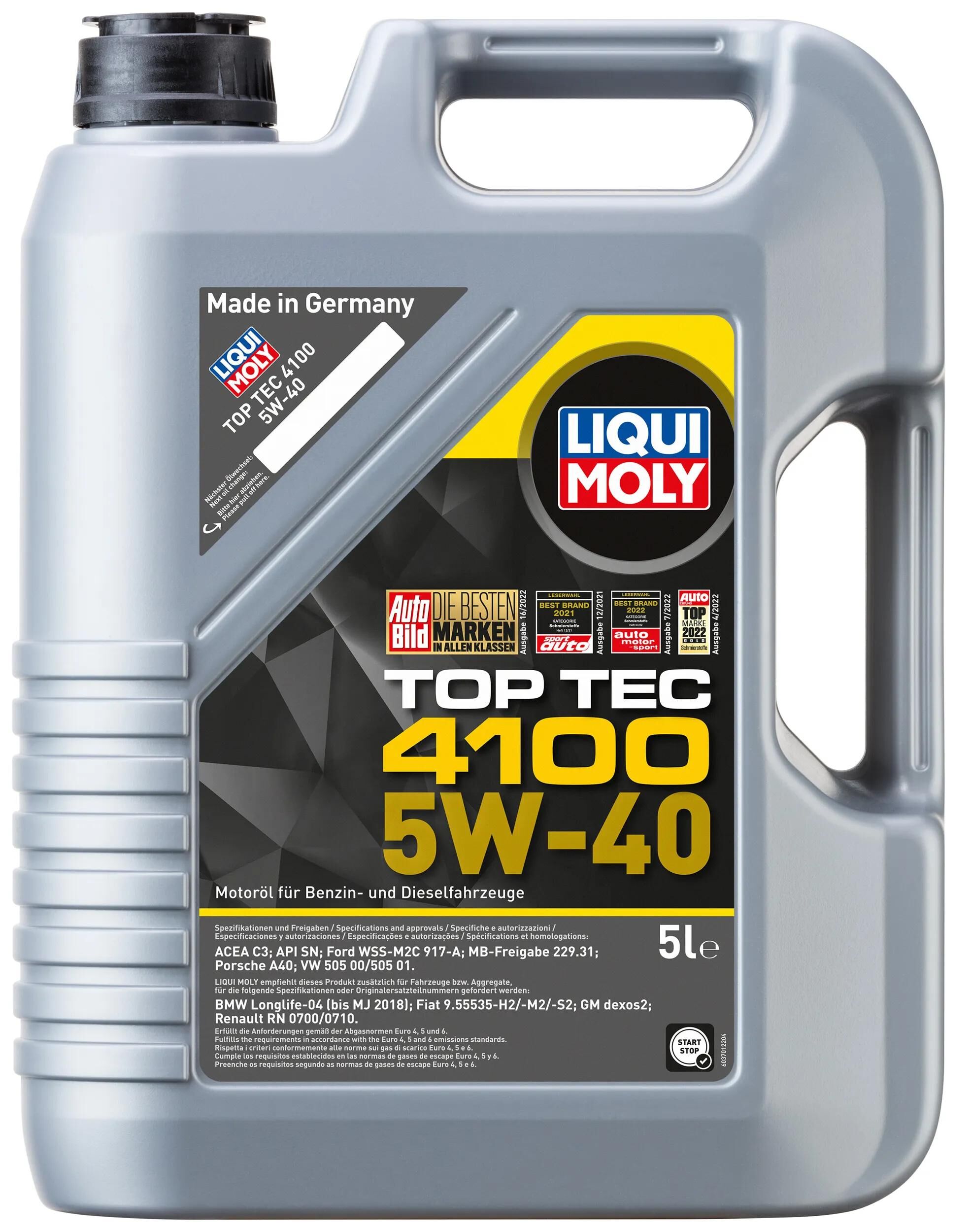 Liqui moly motoröl top tec 4100 top tec 5w-40 5 ltr.