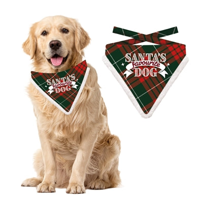 Plenty Gifts kerst bandana santa's favoriete hond ruit rood groen
