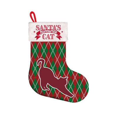 Kerstsok kerstman's favoriete kattenruit groen rood wit