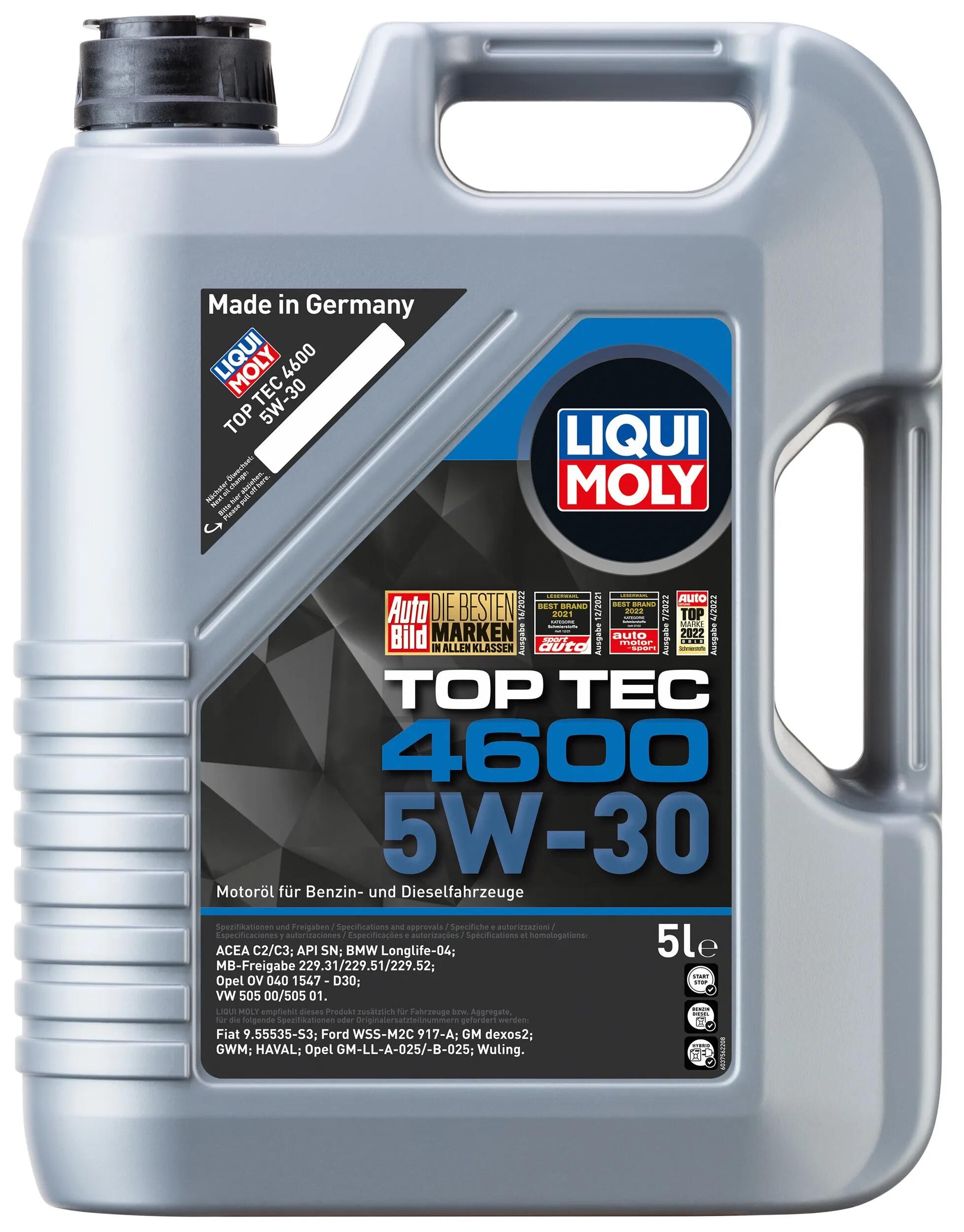 Liqui moly motoröl top tec 4600 motoroil 5w30 5l top tec 4600