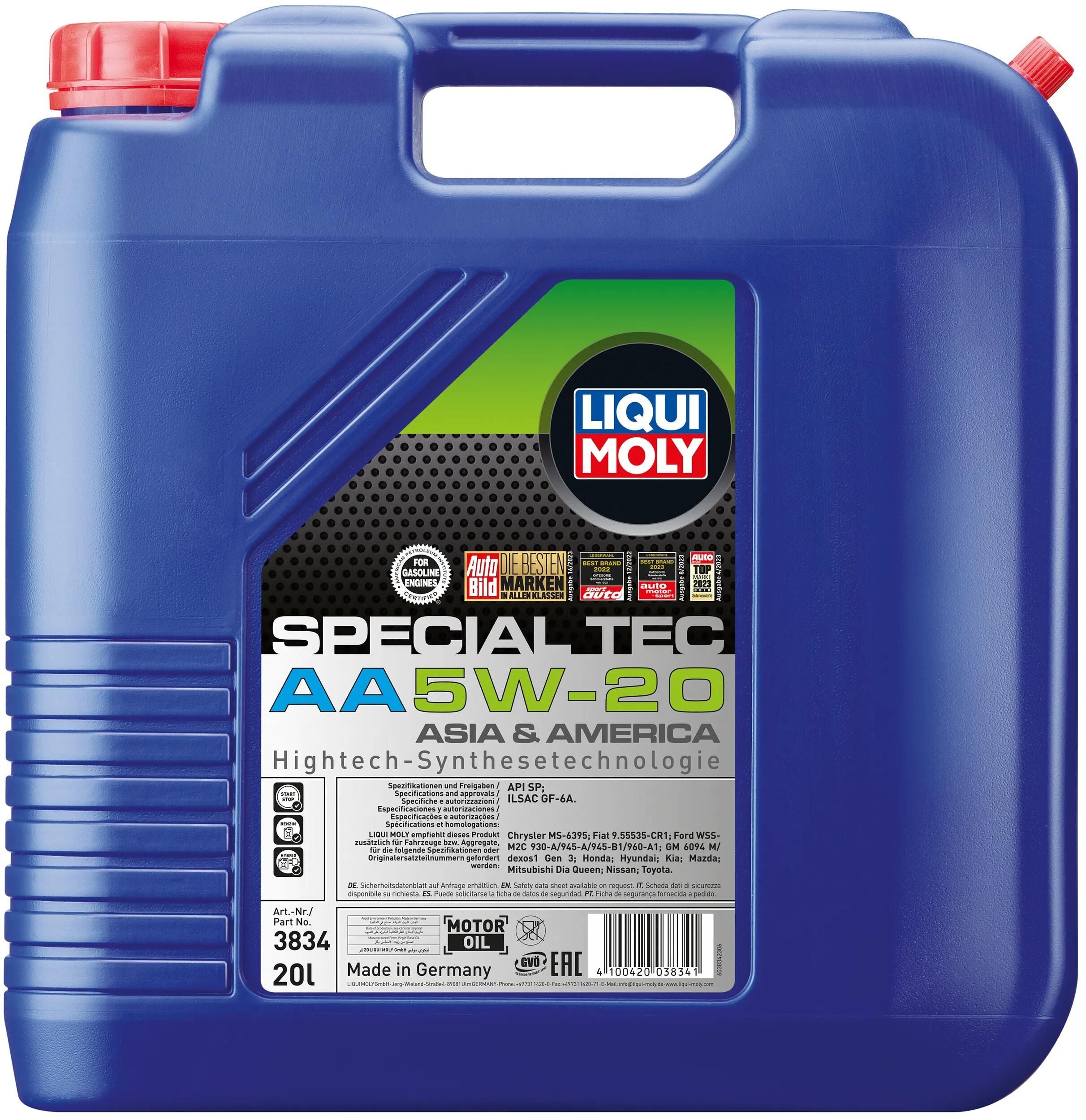 Liqui moly motoröl special tec aa motoroil 5w-20 20l lm special tech aa