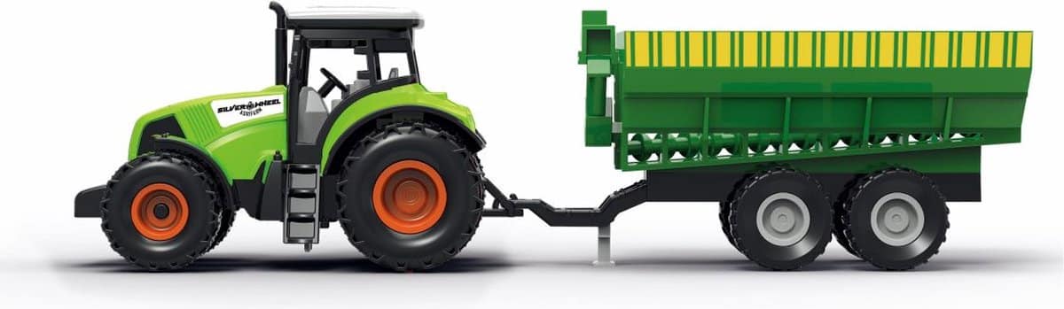 Online winkel zilveren wielen tractor met aanhanger en licht en geluid