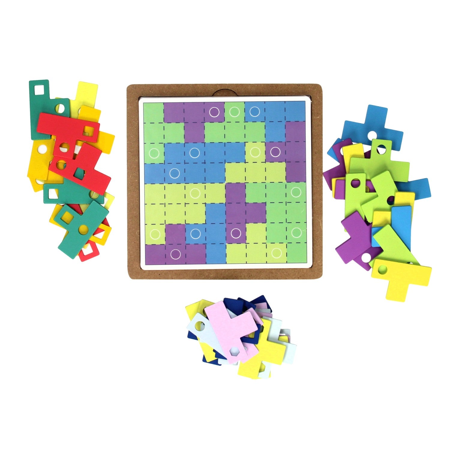 Houten Tangram Puzzel Regenboogset, 64dlg.