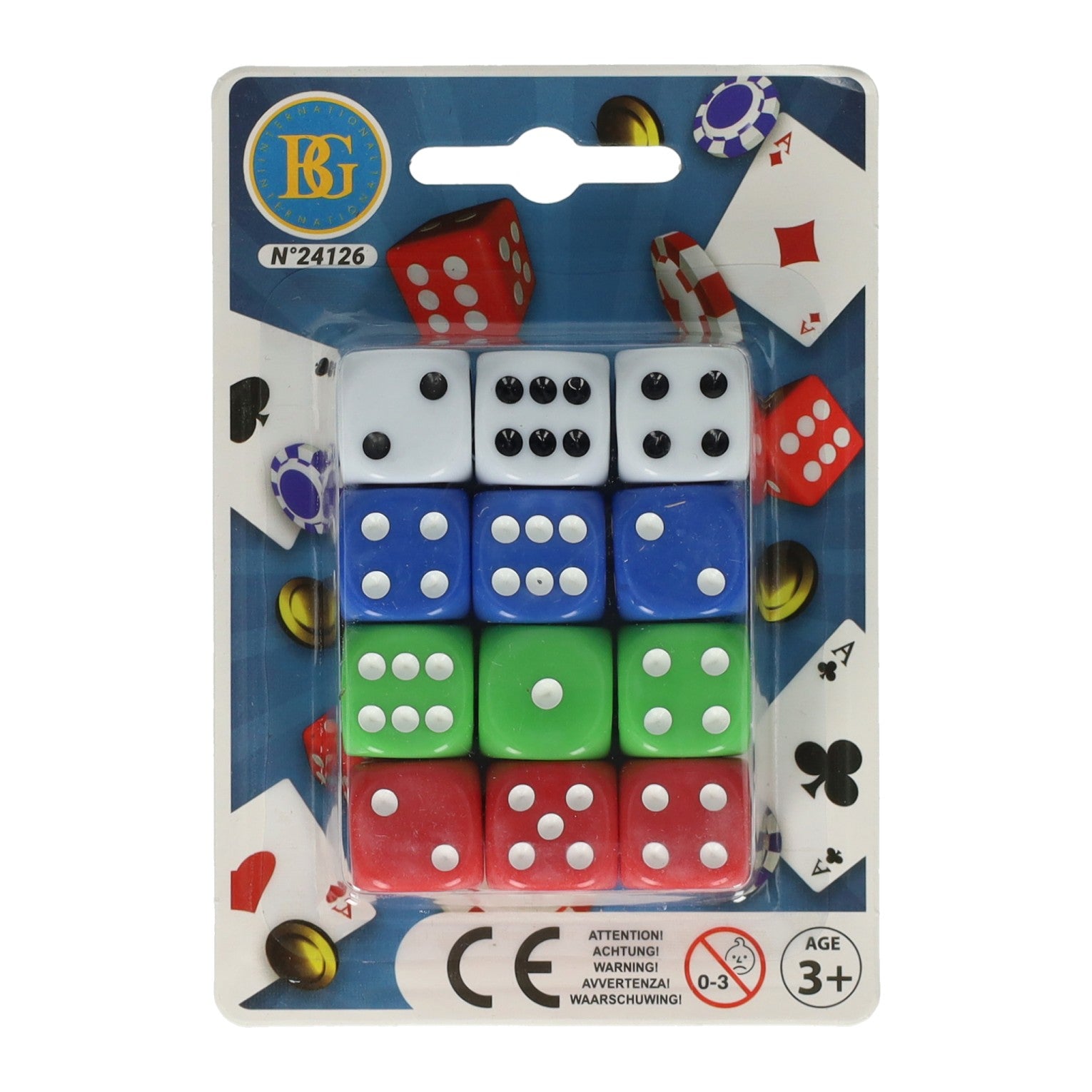 Klassieke dobbelstenen kleur, 12st.