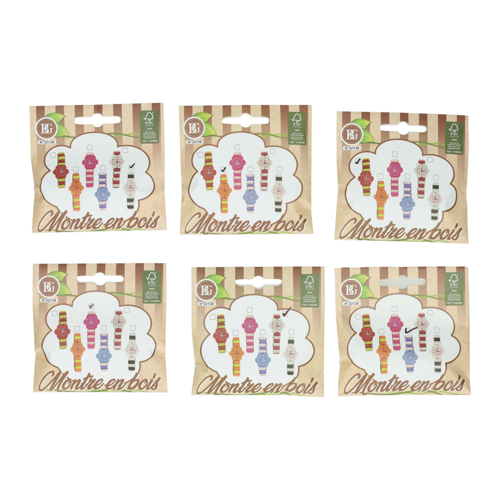 Houten horloge bloem
