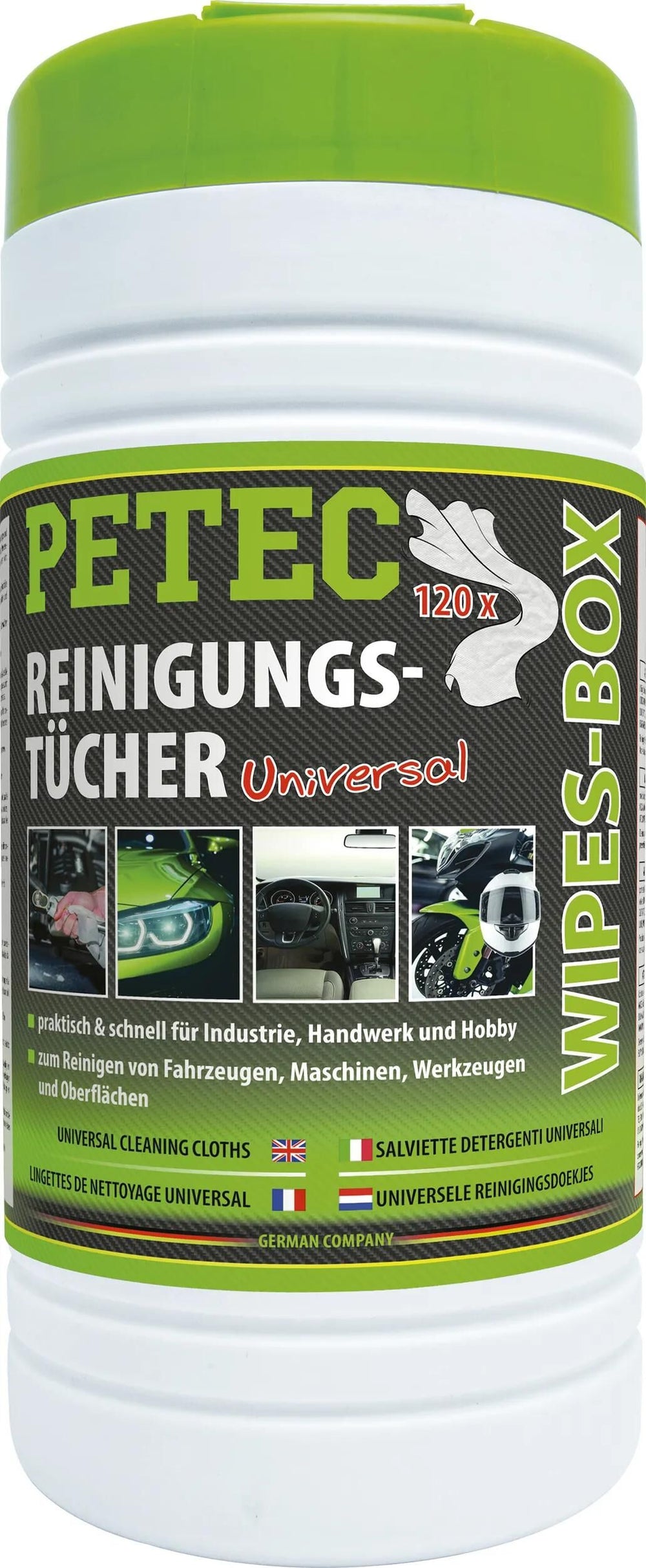 Petec handreinigungstuch wipes-box cleaning cloths box 120 tuecher