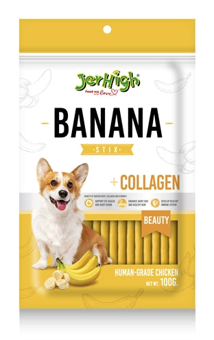 Jerhigh Jerhigh bananenstix met kip en collageen