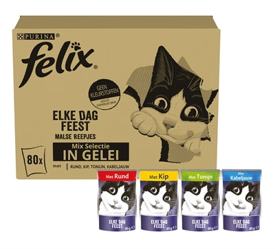 Felix zakje voor elke dag feest in gelei tonijn kabeljauw rund kip
