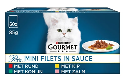 Gourmet perle mini filets in saus kip konijn rund zalm